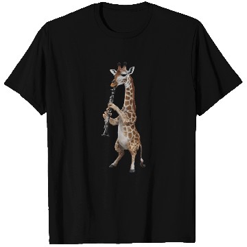 Discover Giraffe Playing Clarinet Realistic T Shirts