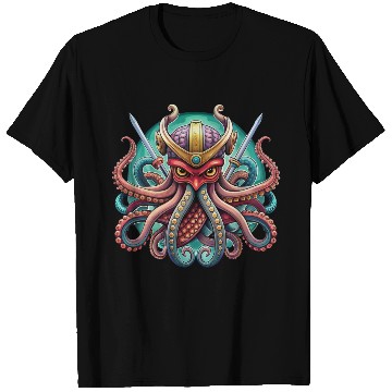 Discover Colorful octopus samurai illustration T Shirts