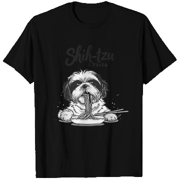 Discover Shih tzu & Pasta Shih-tzu Black and White T Shirts