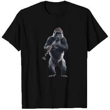 Discover Gorilla Playing Clarinet Realistic T Shirts