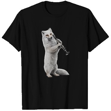 Discover Arctic Fox Playing Clarinet Realistic T Shirts
