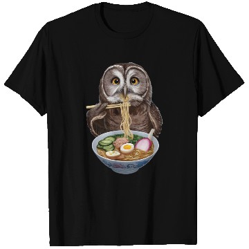 Discover Owl Eating Ramen Realistic T Shirts