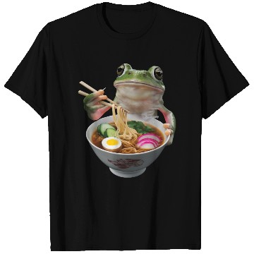 Discover Frog Eating Ramen Realistic T Shirts
