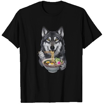 Discover Wolf Eating Ramen Realistic T Shirts