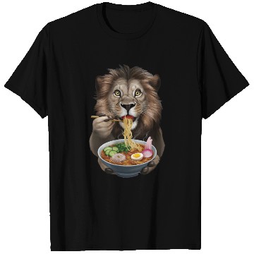 Discover Lion Eating Ramen Realistic T Shirts