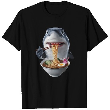 Discover Shark Eating Ramen Realistic T Shirts