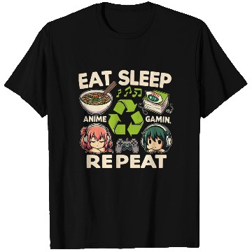 Discover Cute Anime Eat Sleep Anime Repeat Manga T Shirts