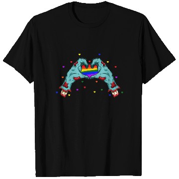 Discover Halloween Hand Skeleton Heart LGBT Pride Rainbow T Shirts