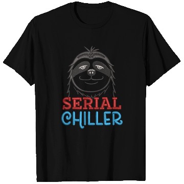 Discover Serial Chiller Funny Sloth Embrodery Effect T Shirts