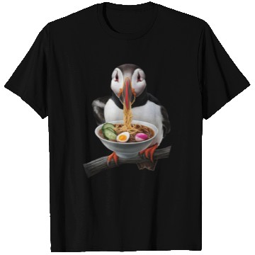 Discover Atlantic Puffin Eating Ramen Realistic T Shirts