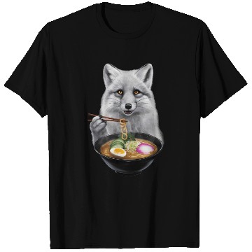 Discover Arctic Fox Eating Ramen Realistic T Shirts