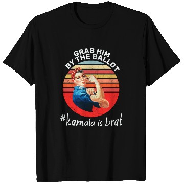 Discover Grab him by the ballot #kamala is brat - Retro T Shirts