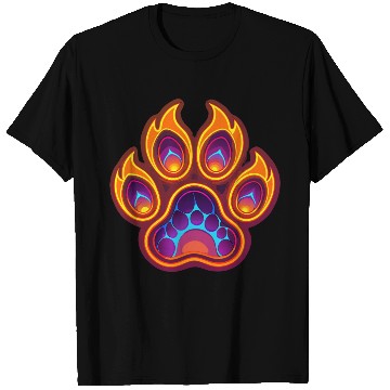 Discover Neon Orange Wolf Paw Print T Shirts