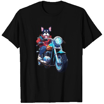 Discover Motorcycle Dog Riding Through The Streets T Shirts