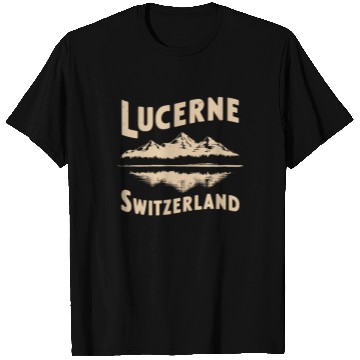 Discover Lucerne Souvenir Switzerland Mountains Reflection T Shirts