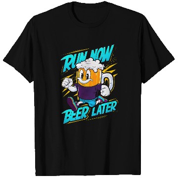 Discover Run Now Beer Later - Motivational Beer Mug Cartoon T Shirts