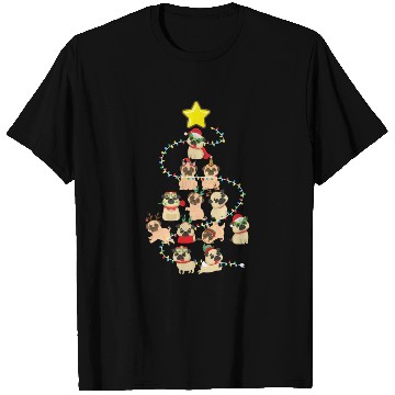 Discover Pug Christmas Tree Dog Santa Claus Hat Xmas Merry T Shirts