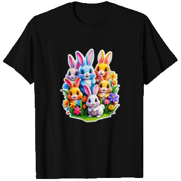 Discover Colorful Spring Celebration with Cute Bunnies T Shirts