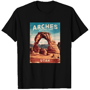 Discover Vintage Travel Arches National Park Utah Landscape T Shirts
