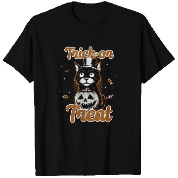 Discover Spooky Black cat Trick Or Treat For Halloween T Shirts