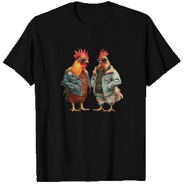 Discover Chickens in chic streetwear attire T Shirts