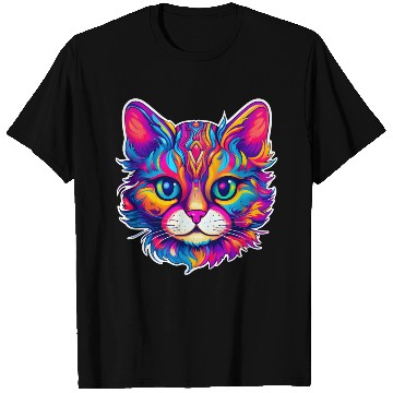 Discover Psychedelic Cat - Groovy Neon Feline T Shirts
