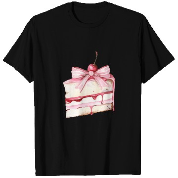 Discover Cake with a pink bow T Shirts