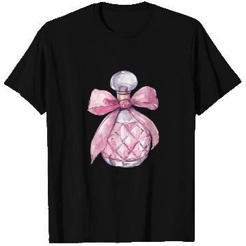Discover Quilted Perfume Bottle with a Pink Bow T Shirts