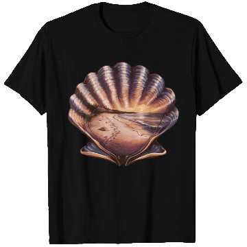 Discover Seashell Beach Scene Serene Ocean Landscape T Shirts