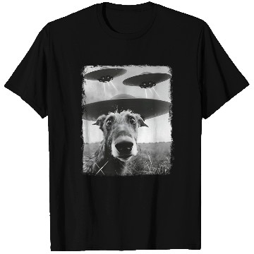 Discover Irish Wolfhound Dog UFO Alien Extraterrestrial Sel T Shirts
