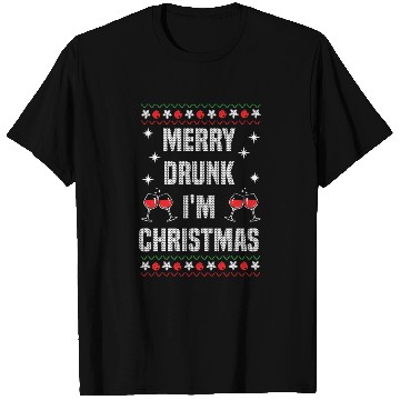 Discover Funny Christmas Drinking Xmas Merry Drunk I'm T Shirts