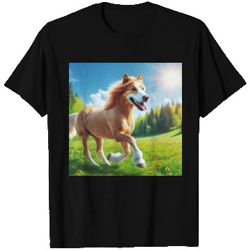 Discover The golden retriever-horse T Shirts