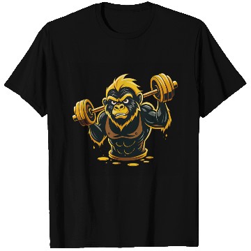 Discover Vector illustration, gorilla lifting weights T Shirts