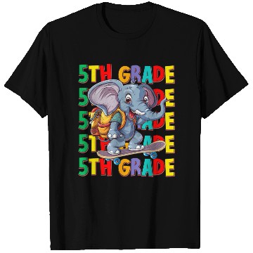 Discover Fifth 5th Grade Back To School Elephant Skateboard T Shirts