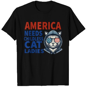 Discover America Needs Childless Cat Ladies T Shirts