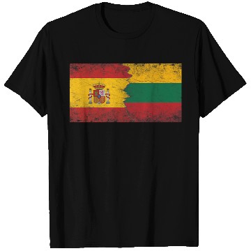 Discover Spain Lithuania Flags Spanish Lithuanian Premium T Shirts