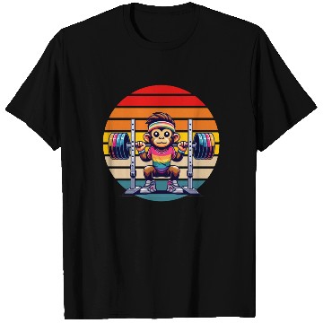 Discover Rainbow Monkey Squatting in the Gym T Shirts