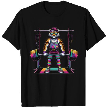 Discover Muscular Rainbow Tiger Deadlifting T Shirts