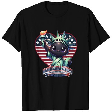 Discover Cute Cat as Statue of Liberty with Harris Walz T Shirts