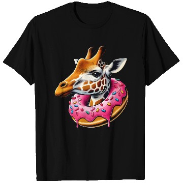 Discover funny feast for the eyes - giraffe with donut T Shirts