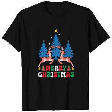 Discover Pretty Wintery Buffalo Plaid Reindeer Merry Christ T Shirts