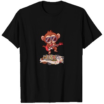 Discover Monkey playing guitar T Shirts