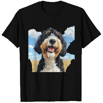 Discover Bernedoodle Field Nature Bernedoodle Watercolor 2 T Shirts
