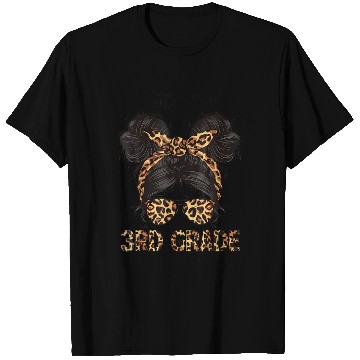 Discover Hello 3rd Grade Messy Hair Bun Girl Leopard Back T T Shirts