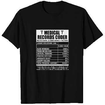 Discover Vintage Medical Records Coder Nutritional Facts T Shirts