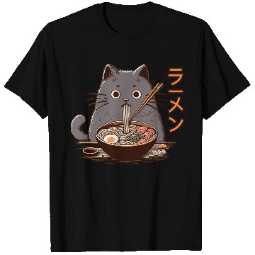 Discover Japanese Cat Eating Ramen T Shirts