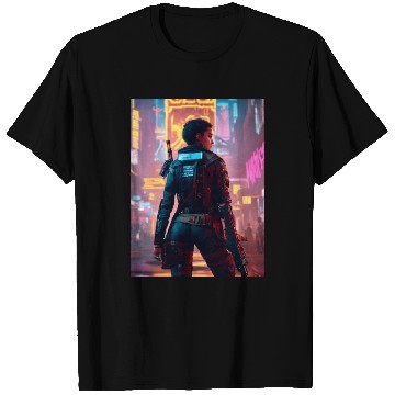 Discover Cyberpunk Warrior: Sentinel of the Neon Streets T Shirts