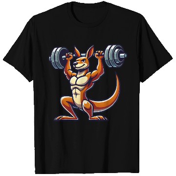 Discover Kangaroo barbell gym fitness workout training T Shirts