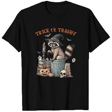 Discover Trick Or Trashy Funny Raccon Halloween T Shirts