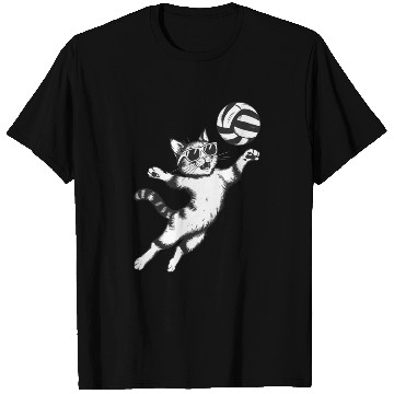 Discover Cat Wearing Sunglasses Playing Volleyball T Shirts